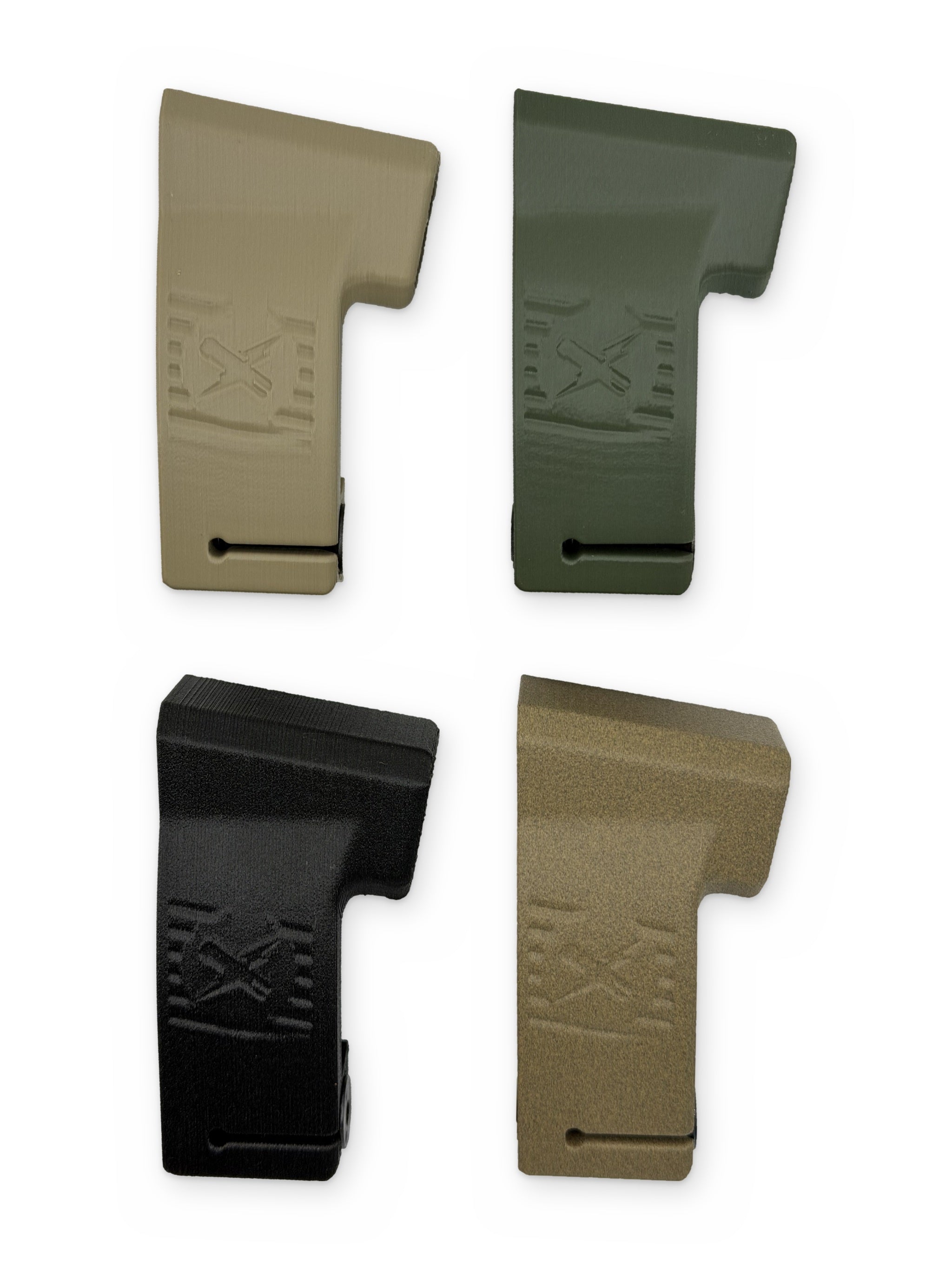 Tacstix Axon Flex helmet mounts in tan, green, black and sand
